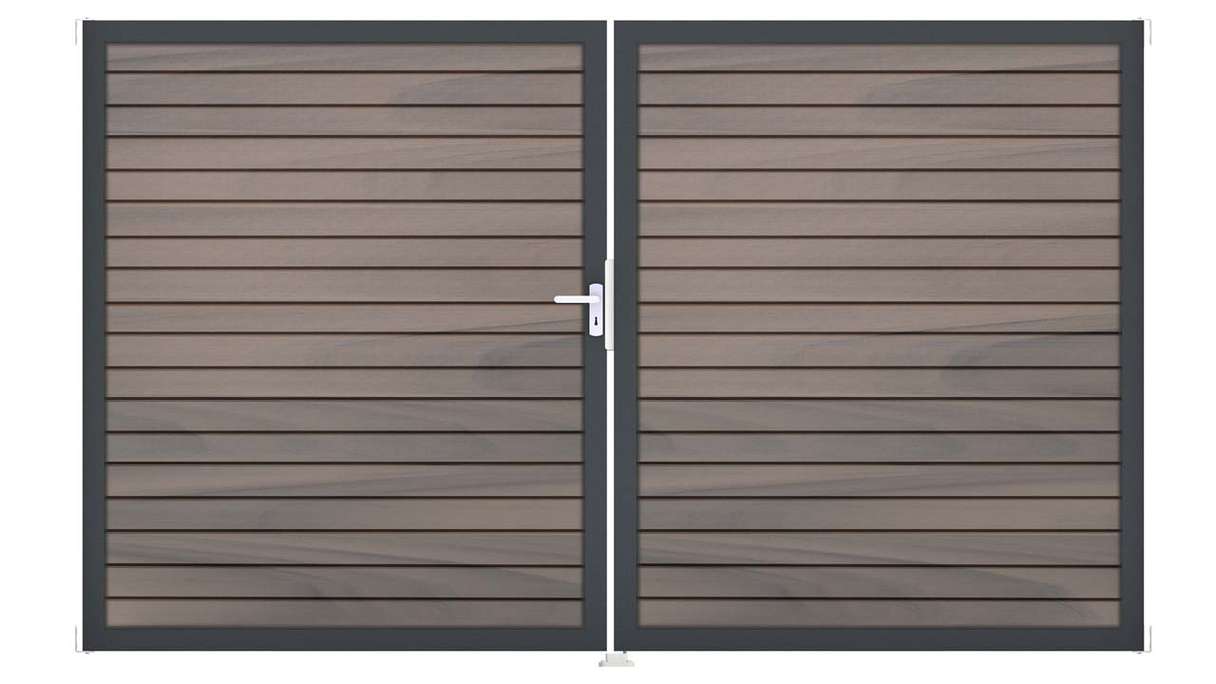 planeo Gardence Trendy - BPC-Rhombus-Tor - 2-flügelig Bi-Color co-ex mit Alurahmen