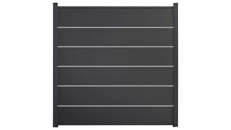 planeo Gardence Simply Premium - PVC-Steckzaun Anthrazitgrau mit Lisenen in Anthrazit 180 x 180 cm