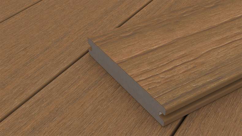 planeo ANTIKWoodline - WPC CoEx ummantelte Terrassendiele Massivdiele - Burma Teak 3m - rustikal/glatt gebürstet