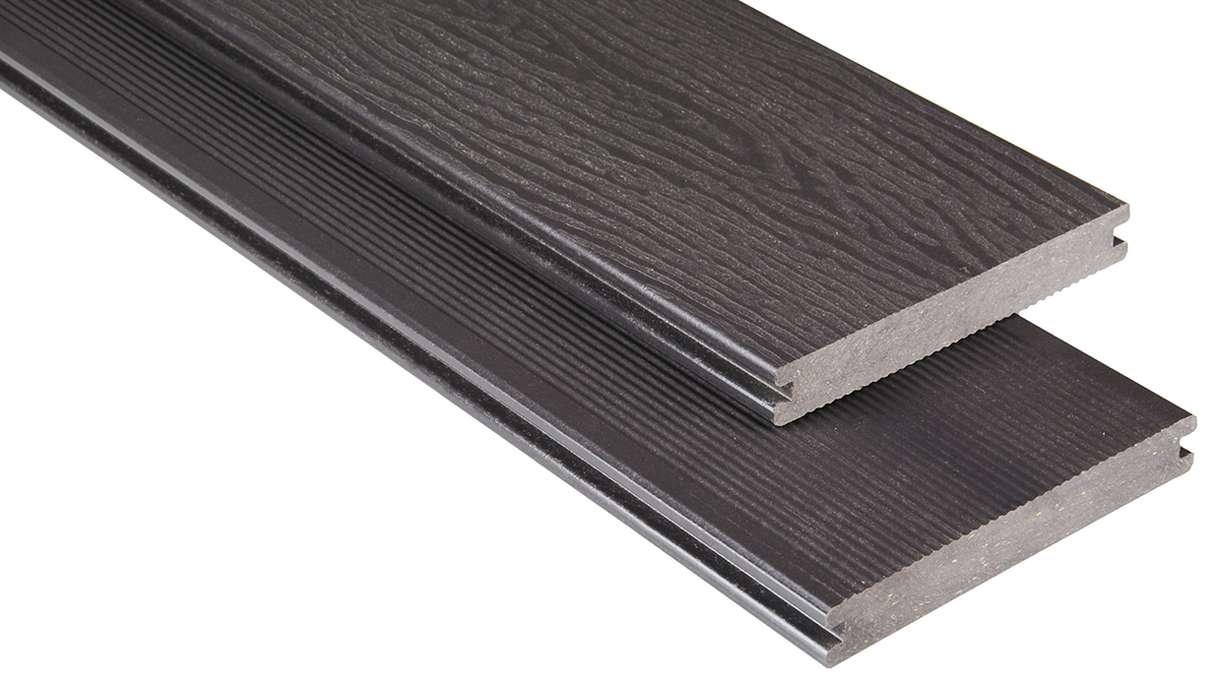 planeo WPC - Terrassendiele massiv Graubraun 2,30m - geriffelt
