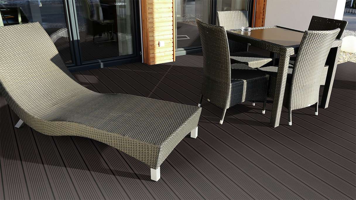 planeo Holzterrasse Massivdiele Bambus Dunkel glatt/grob genutet - 1850 x 137 x 20 mm