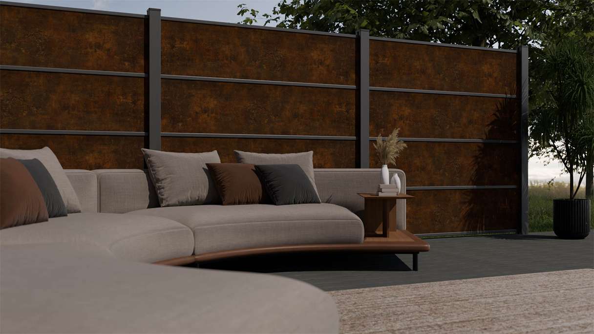 planeo Gardence Resistant - HPL-Steckzaun Rostoptik 180 x 183 cm