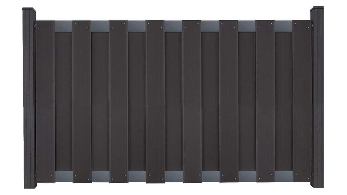 planeo Gardence Premade - BPC-Gartenzaun Vorgartenzaun Anthrazit mit DB703 Anthrazit Querriegel 180 x 90cm