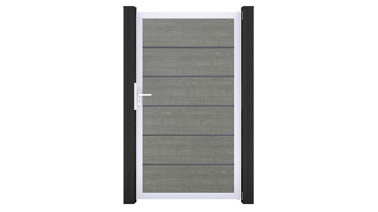 planeo Gardence Simply Premium - PVC-Universaltor Grey Ash Cut mit Alu-Rahmen 100 x 180 cm