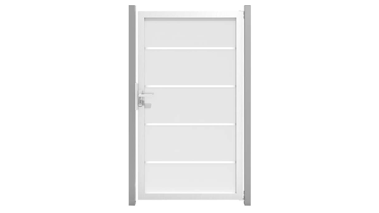 planeo Gardence Flair - Glas-Sichtschutz Tor mit Alurahmen 100 x 180 cm
