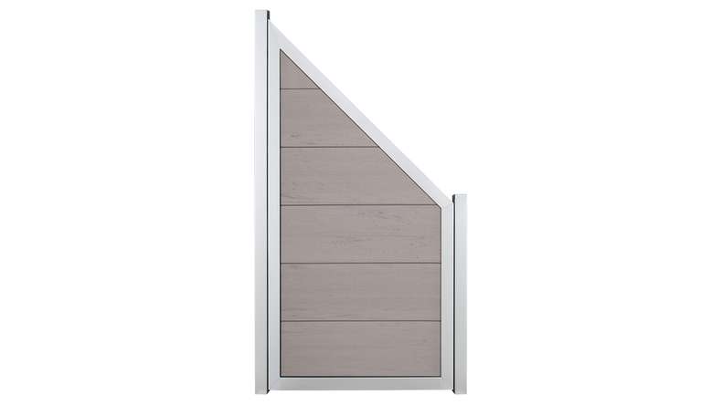 planeo Gardence Guard - BPC-Gartenzaun Schräg Bi-Color Sand mit Alu-Rahmen in Silber