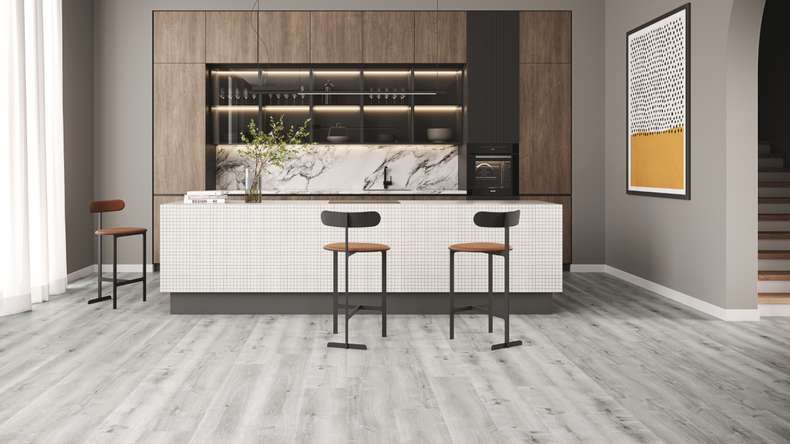 planeo Rigid Klick Vinyl - SolutionX 2in1 Eiche Grau | Trittschalldämmung integr. (ECF-0088)