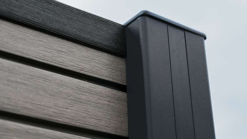 planeo LINEA - WPC CoEx Rhombus Steckzaun Dunkelgrau 176 x 183 cm