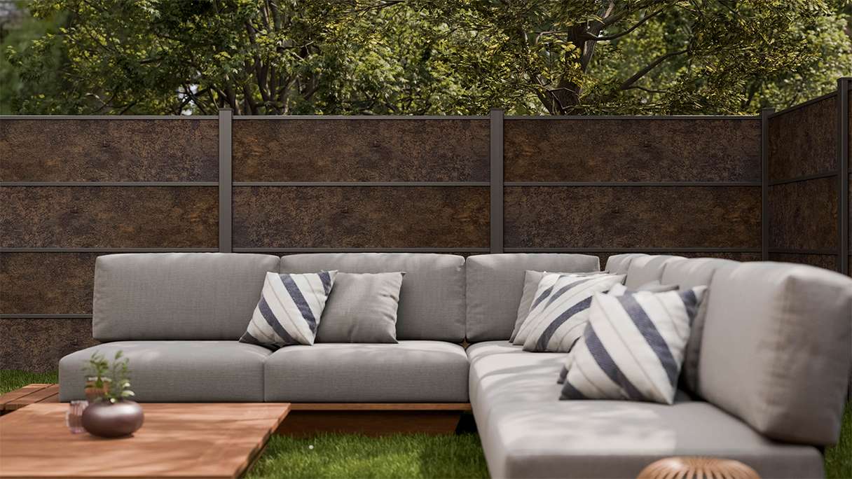 planeo Gardence Resistant - HPL-Steckzaun Rostoptik 180 x 183 cm