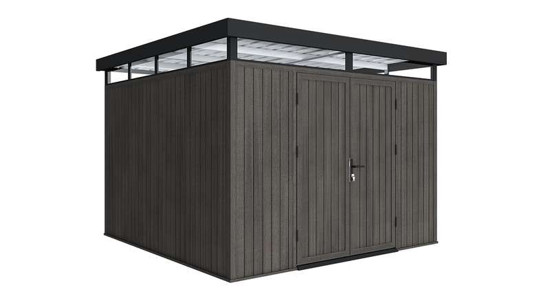 planeo WPC CoEx Flachdach Gartenhaus L - Dunkelgrau 300 x 292 x 226.5 cm
