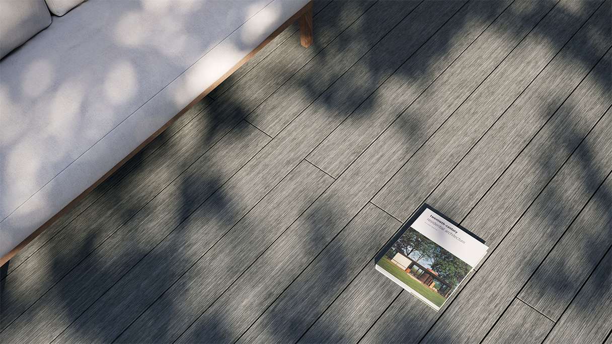 planeo AntikWood WPC Terrassendiele Massiv - Steingrau 3m antik gealtert