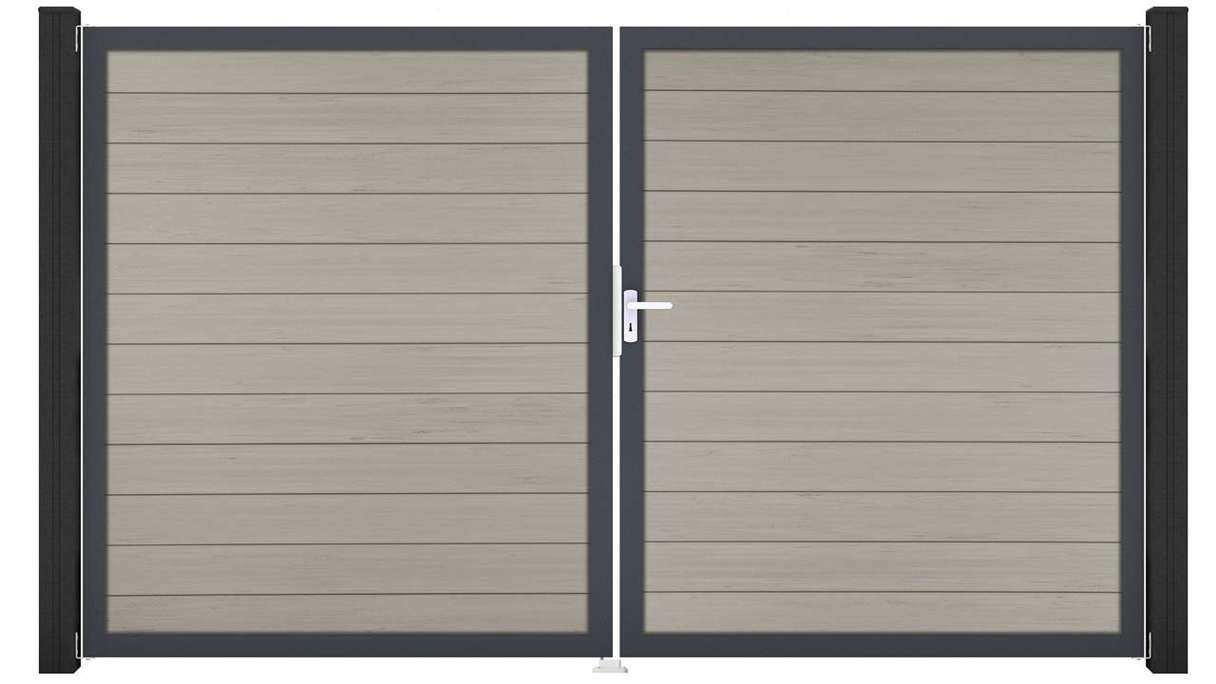 planeo Gardence Strong - BPC-Tor - 2-flügelig Bi-Color Sand mit Alurahmen