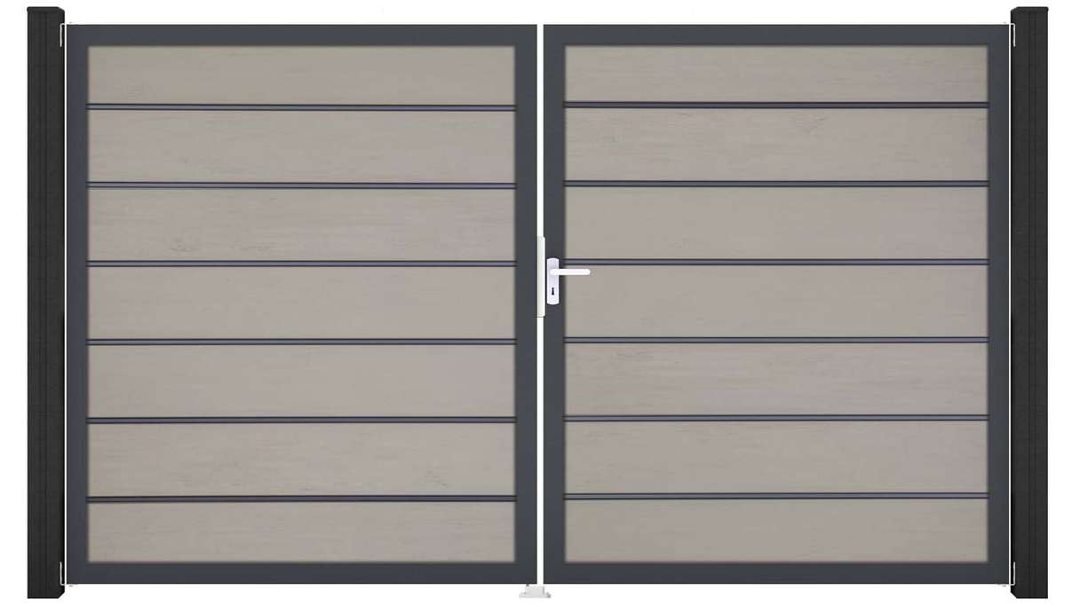 planeo Gardence Deluxe - BPC-Tor - 2-flügelig Bi-Color Sand mit Alurahmen