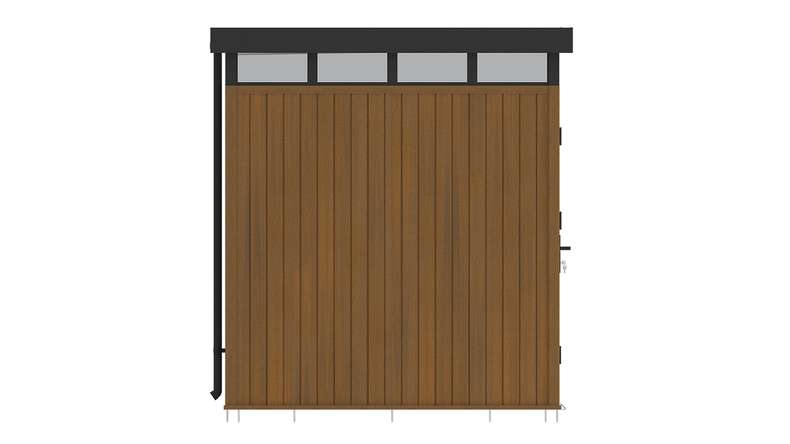 planeo WPC CoEx Flachdach Gartenhaus S - Burma Teak 208 x 200 x 226.5 cm