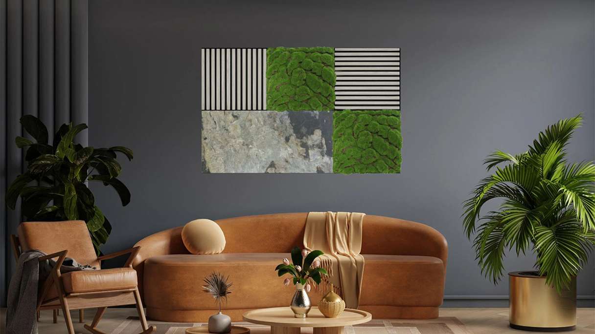 planeo Akustikpaneel - MixWall Mineral Mood Antique Slate 52 x 104 cm | Echtstein (PLMW-30411C)