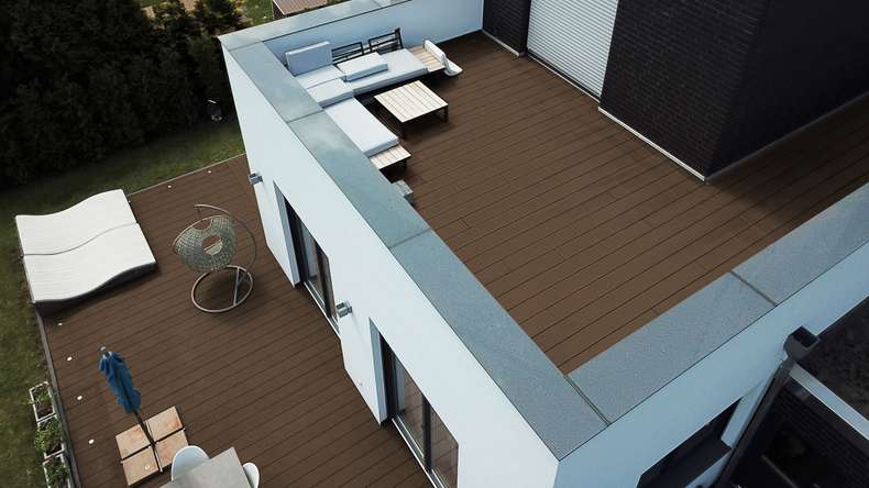 Komplett-Set TitanWood 3m Hohlkammerdiele Rillenstruktur dunkelbraun 12m² inkl. Alu-UK