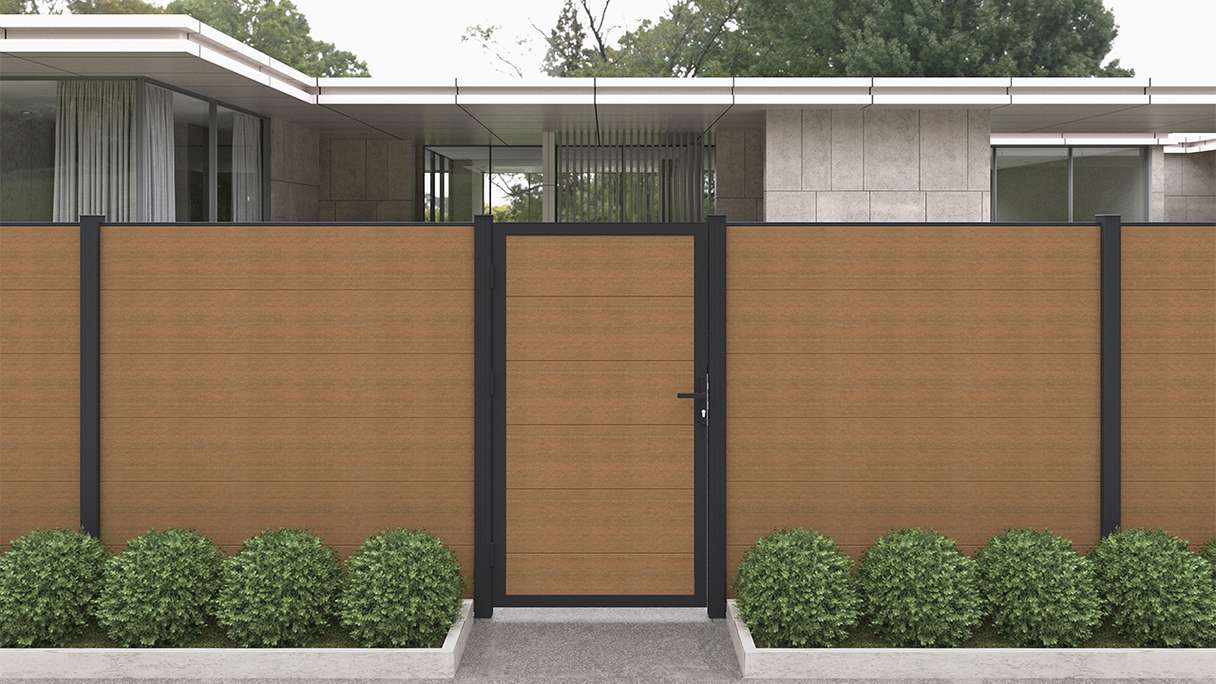planeo INFINITY XL-Board - WPC CoEx Steckzaun Burma Teak 176 x 183 cm