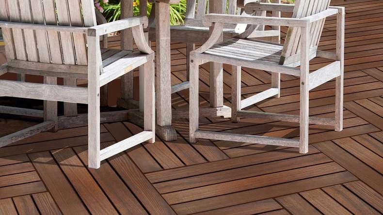 planeo Klickfliese Thermo Esche XL - 4 Latten Glatt