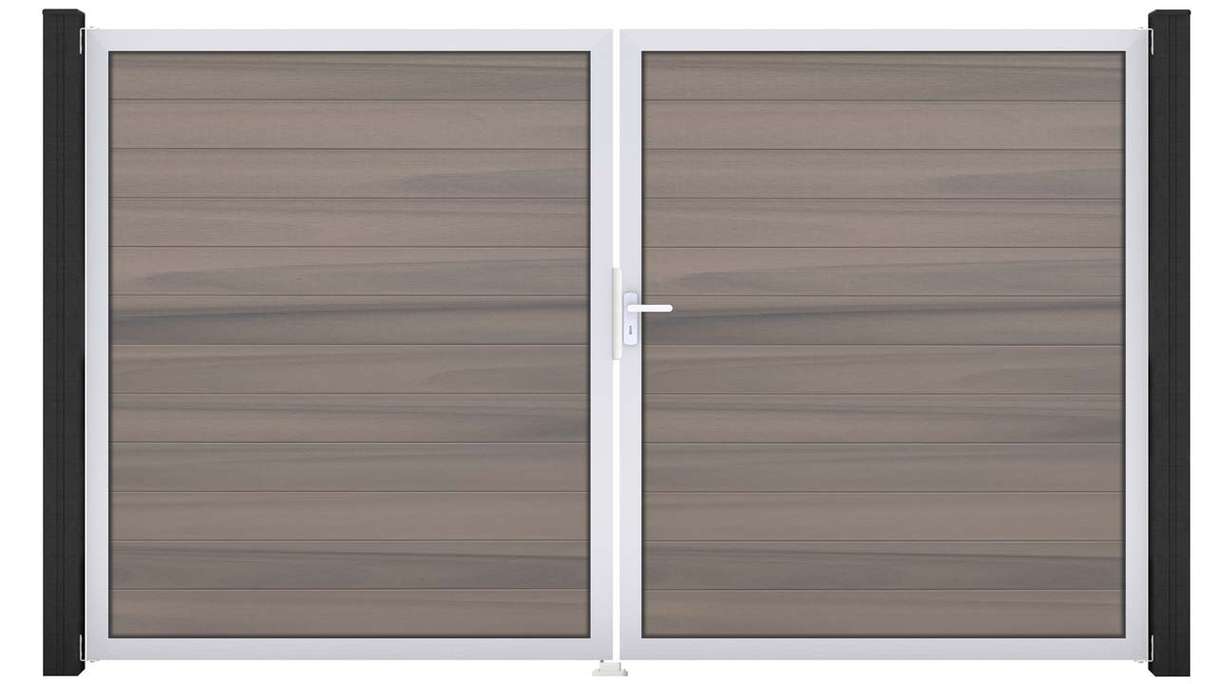 planeo Gardence Strong - BPC-Tor - 2-flügelig Bi-Color co-ex mit Alurahmen