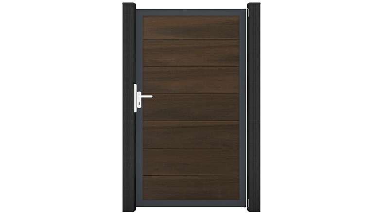 planeo Gardence Strong XL - BPC-Universaltor Walnuss co-ex mit Anthrazit-Alurahmen