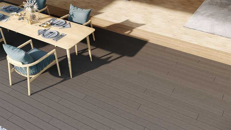 planeo LightWood WPC Terrassendiele Hohlkammer - Hellgrau 3m gerillt/genutet