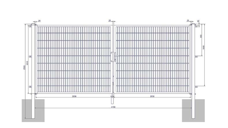 planeo Universaltor medium 2-flg. Anthrazit H 1800 x B 4158 mm inkl. Torpfosten