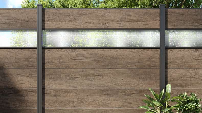 planeo Gardence Simply - PVC-Steckzaun Quadratisch Monument Oak 180x180 cm