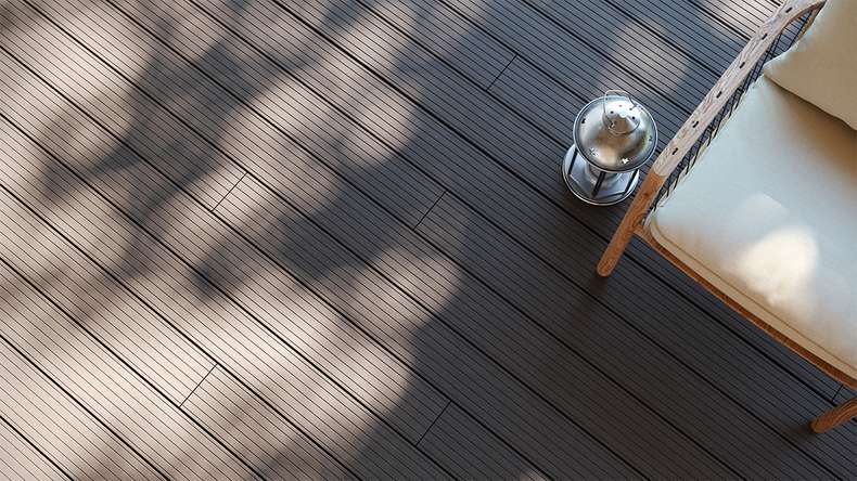 planeo LightWood WPC-Terrasse Komplett-Set Hohlkammerdiele 4.8m (8.64m²) - Hellgrau gerillt/genutet
