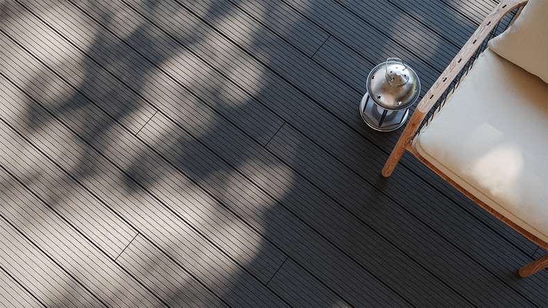 planeo LightWood WPC-Terrasse Komplett-Set Hohlkammerdiele 3m (35.1m²) - Dunkelgrau gerillt/genutet