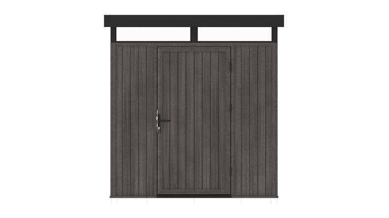 planeo WPC CoEx Flachdach Gartenhaus S - Dunkelgrau 208 x 200 x 226.5 cm