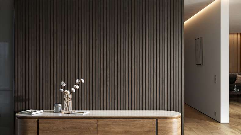 planeo Akustikpaneele - Eiche Braun - 2400 x 525 x 18mm (PU-A-003)