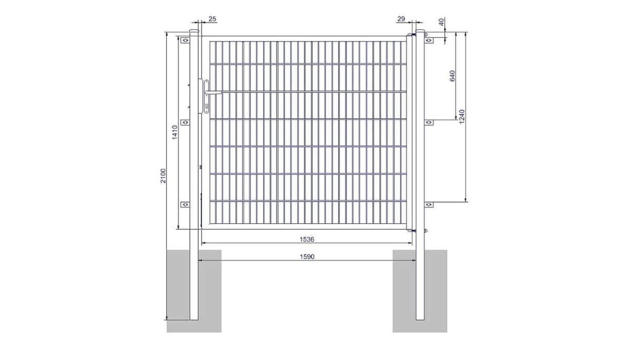 planeo Universaltor medium 1-flg. Moosgrün H 1400 x B 1590 mm inkl. Torpfosten