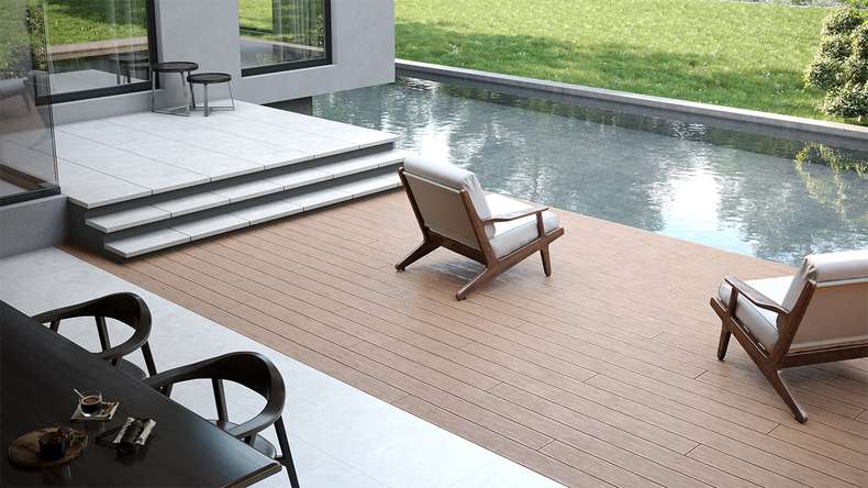 planeo TitanWood - Massivdiele sand-braun antik gealtert/gebürstet 4m | 5m