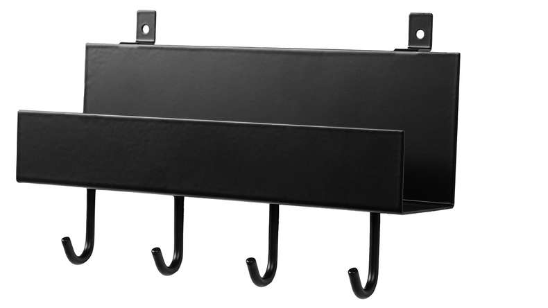 planeo Regal - Schwarz mit 4 Haken inkl. Schrauben