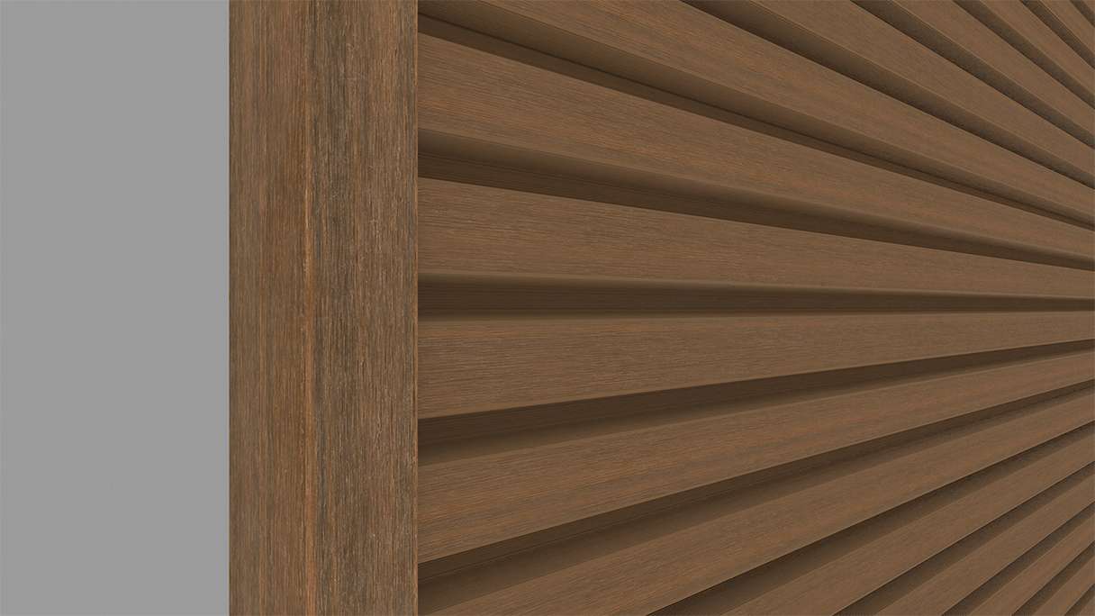 planeo LINEA - Alu CoEx Endprofil Burma Teak 3000 x 74 x 61 mm