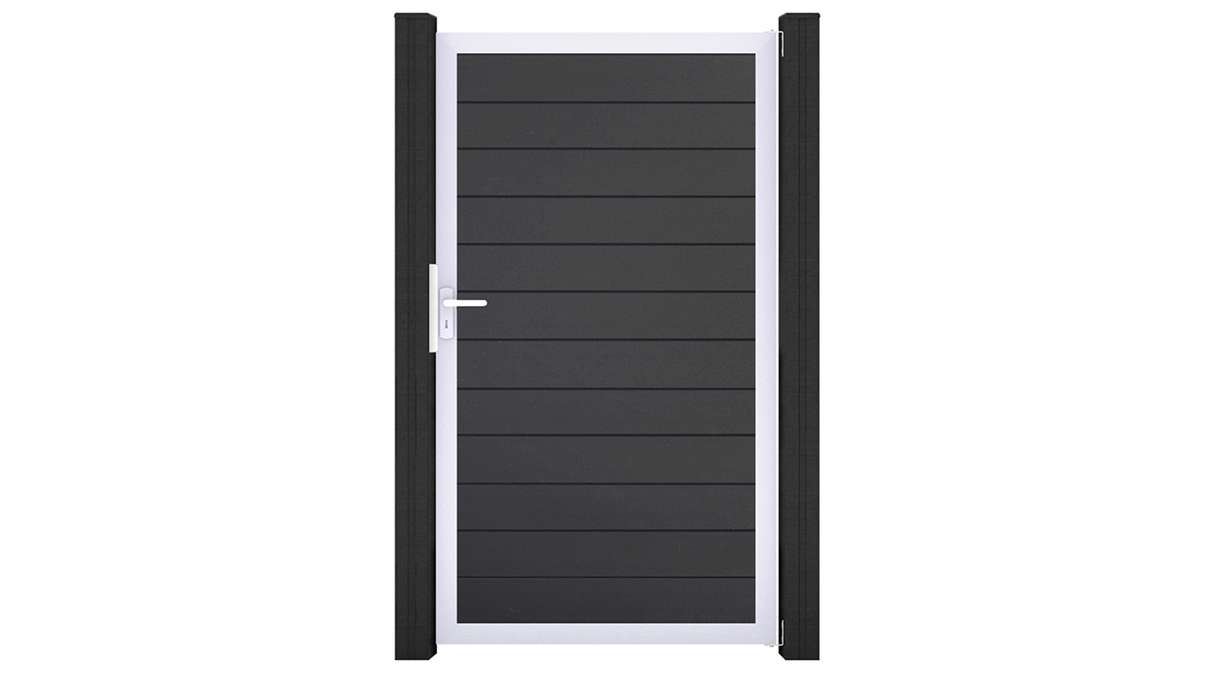 planeo Gardence Simply Small - PVC-Universaltor Anthrazitgrau mit Alu-Rahmen 100 x 180 cm