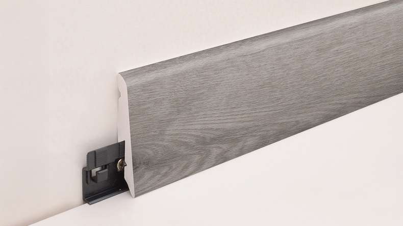planeo Sockelleiste SolutionX 2in1 - 2400 x 14 x 58 mm Eiche Grau (SL0088)