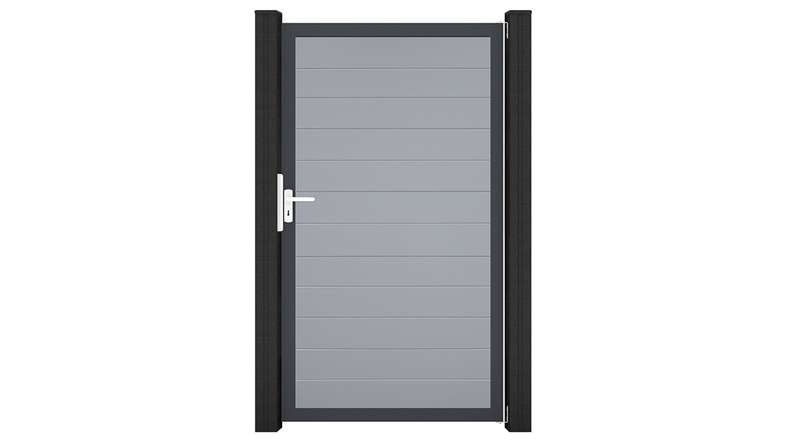 planeo Gardence Simply Small - PVC-Universaltor Silbergrau mit Alu-Rahmen 100 x 180 cm