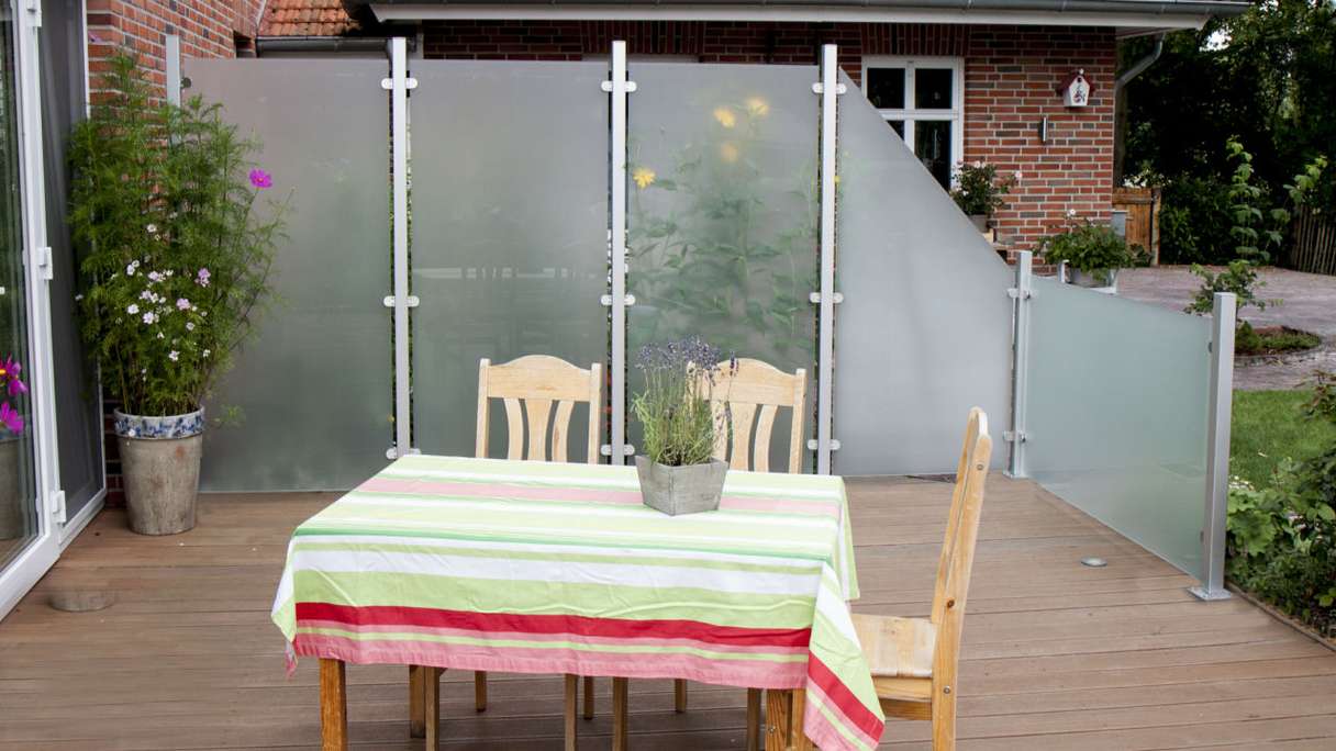 planeo Gardence Flair - Glas-Sichtschutz Hochkant Satiniert