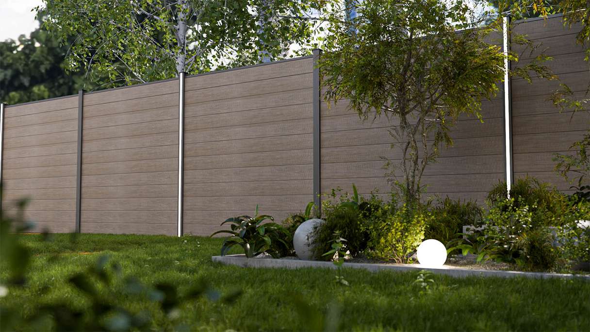 planeo Gardence Simply Small - PVC-Steckzaun Monument Oak 180 x 180 cm