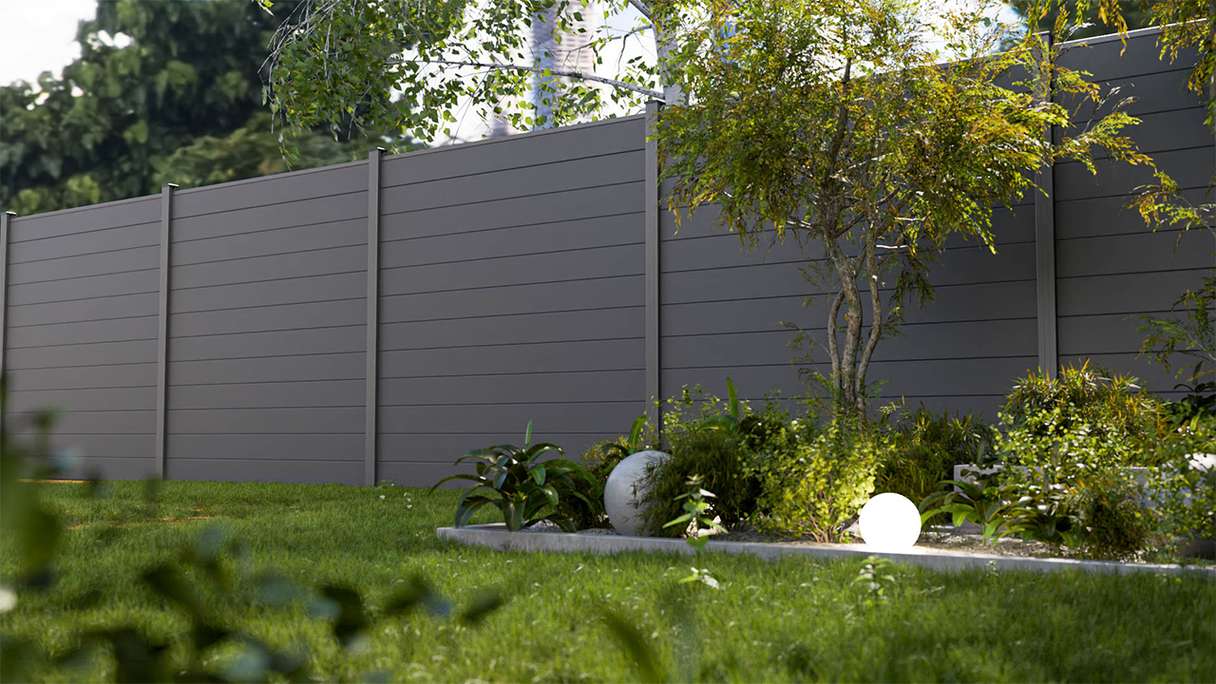 planeo Gardence Simply Small - PVC-Steckzaun Anthrazitgrau 180 x 180 cm