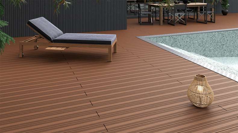 planeo SolidWood WPC-Terrasse Komplett-Set Massivdiele - Hellbraun französisch/strukturiert