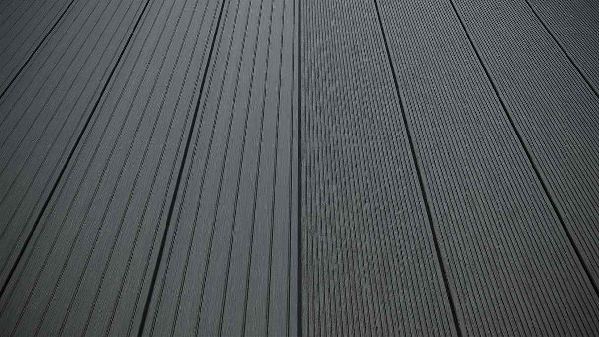 planeo LightWood WPC Terrassendiele Hohlkammer - Dunkelgrau 3m gerillt/genutet