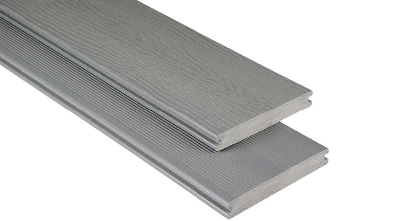 planeo WPC - Terrassendiele massiv Grau geriffelt/geprägt - 1m bis 6m