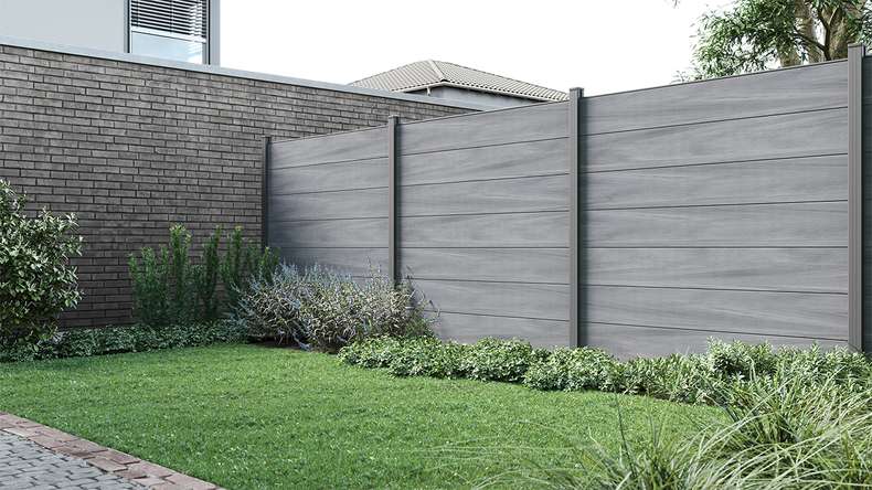 planeo Gardence Strong XL - BPC-Gartenzaun Standard Steingrau co-ex