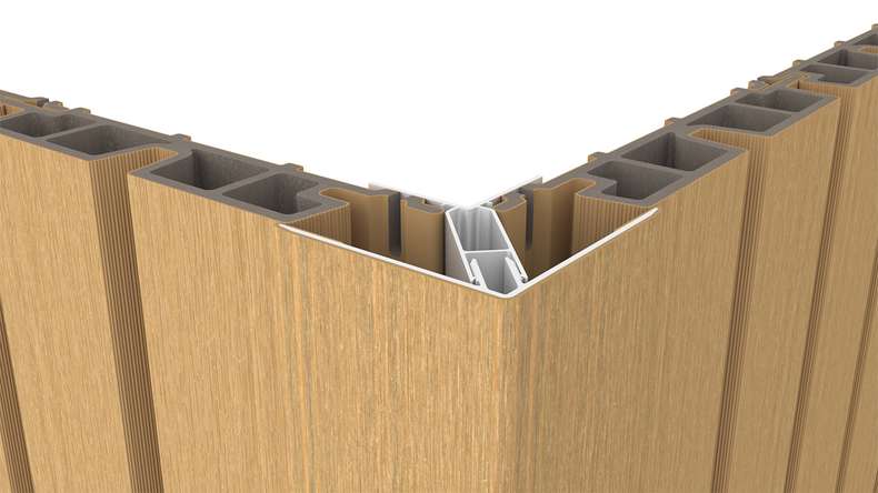 planeo LINEA - Alu CoEx Außeneckprofil Sand 3000 x 66 x 66 mm
