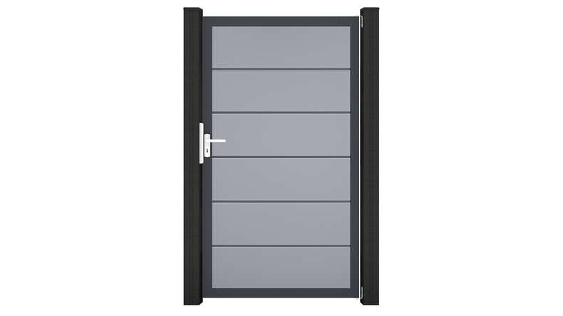 planeo Gardence Simply Premium - PVC-Universaltor Silbergrau mit Alu-Rahmen in Anthrazit | DB703 100 x 180 cm