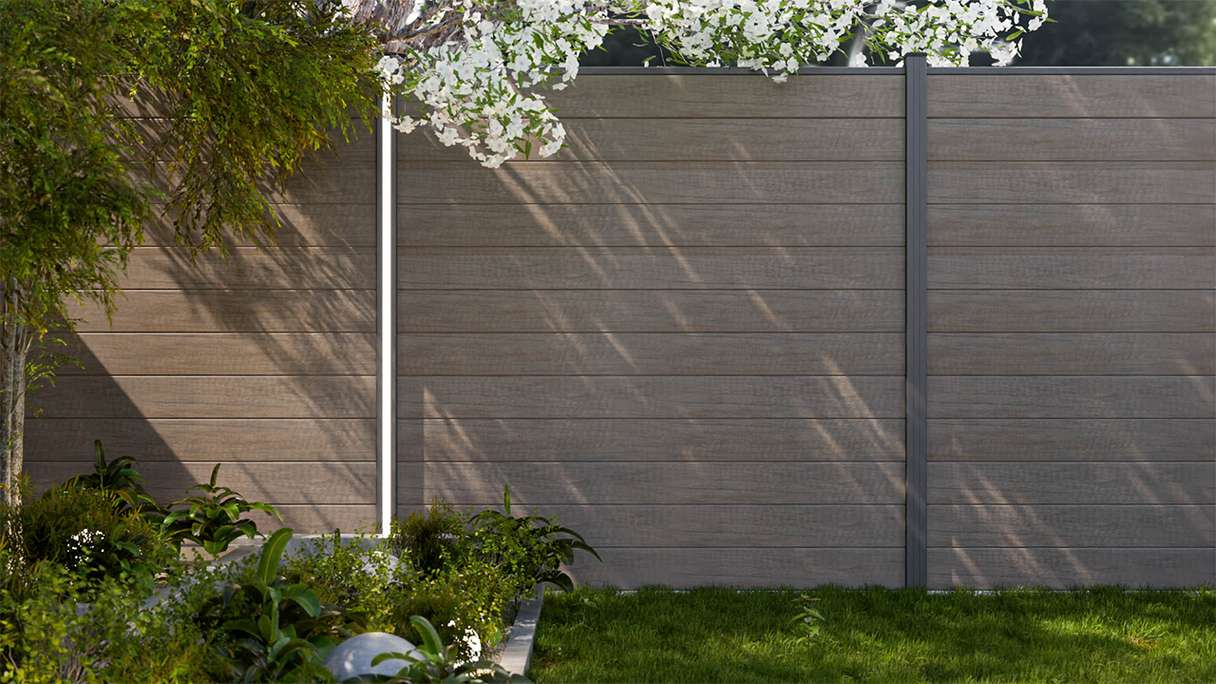 planeo Gardence Simply Small - PVC-Steckzaun Monument Oak 180 x 180 cm