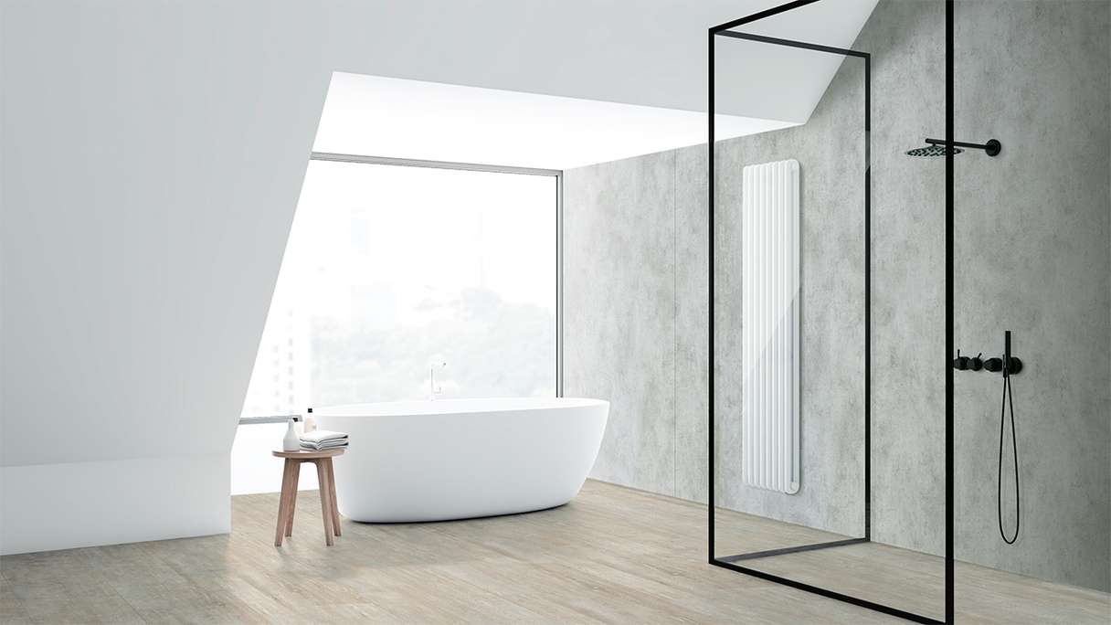 planeo StrongWall - Wandverkleidung Kunststoff XL Wash Cement 260 x 90 cm