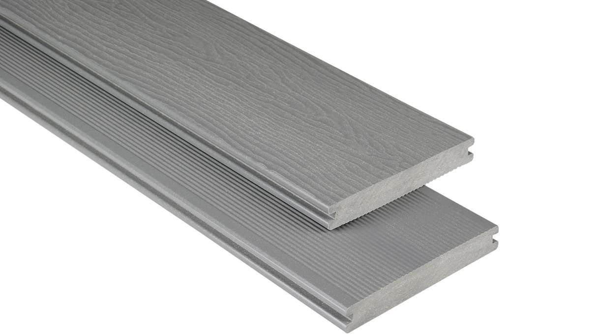 planeo WPC - Terrassendiele massiv Grau 2,20m - geprägt